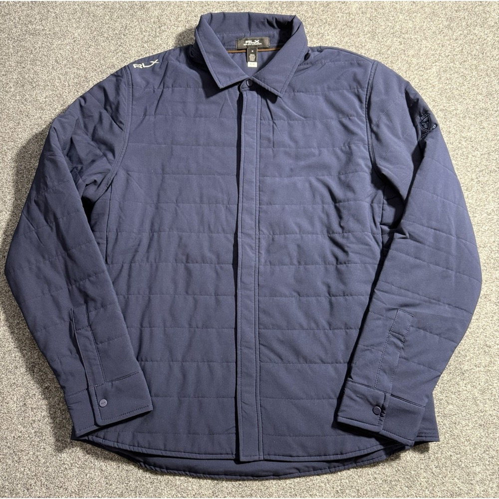 RLX Ralph Lauren Jacket Men's Navy Blue Quilted‎ Overshirt Golf Puffer Medium